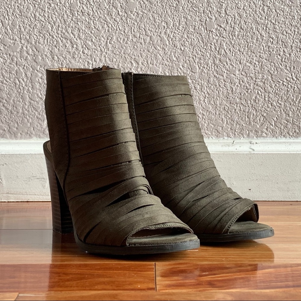 Report Dark Green Peep Toe Boots Sz 6